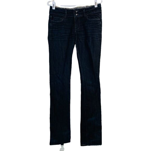 Paige Hidden Hills High Waist Straight Leg Dark Wash Jeans - Picture 1 of 6